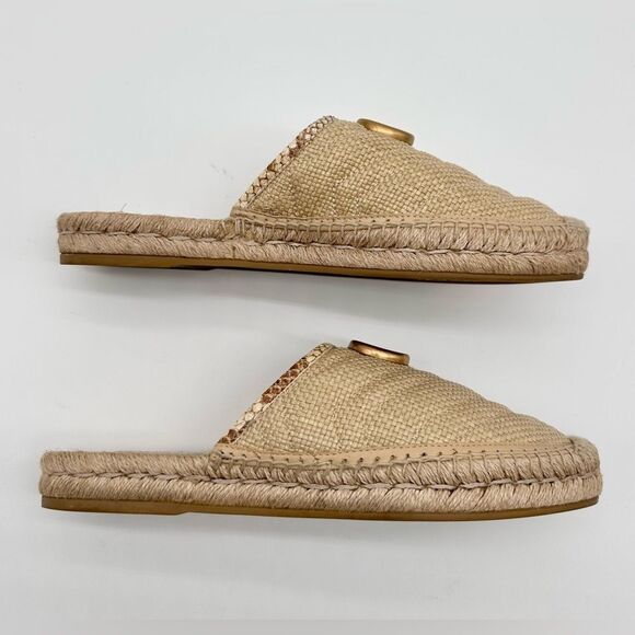 GUCCI GG Marmont Straw Elaphe Matelasse Espadrille Mules Natural Raffia EU 38.5 - Picture 6 of 15